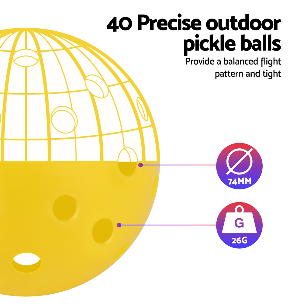 Pickleball Balls – 40 Hole Indoor &amp; Outdoor Balls (12 Pack) – Green/Yellow