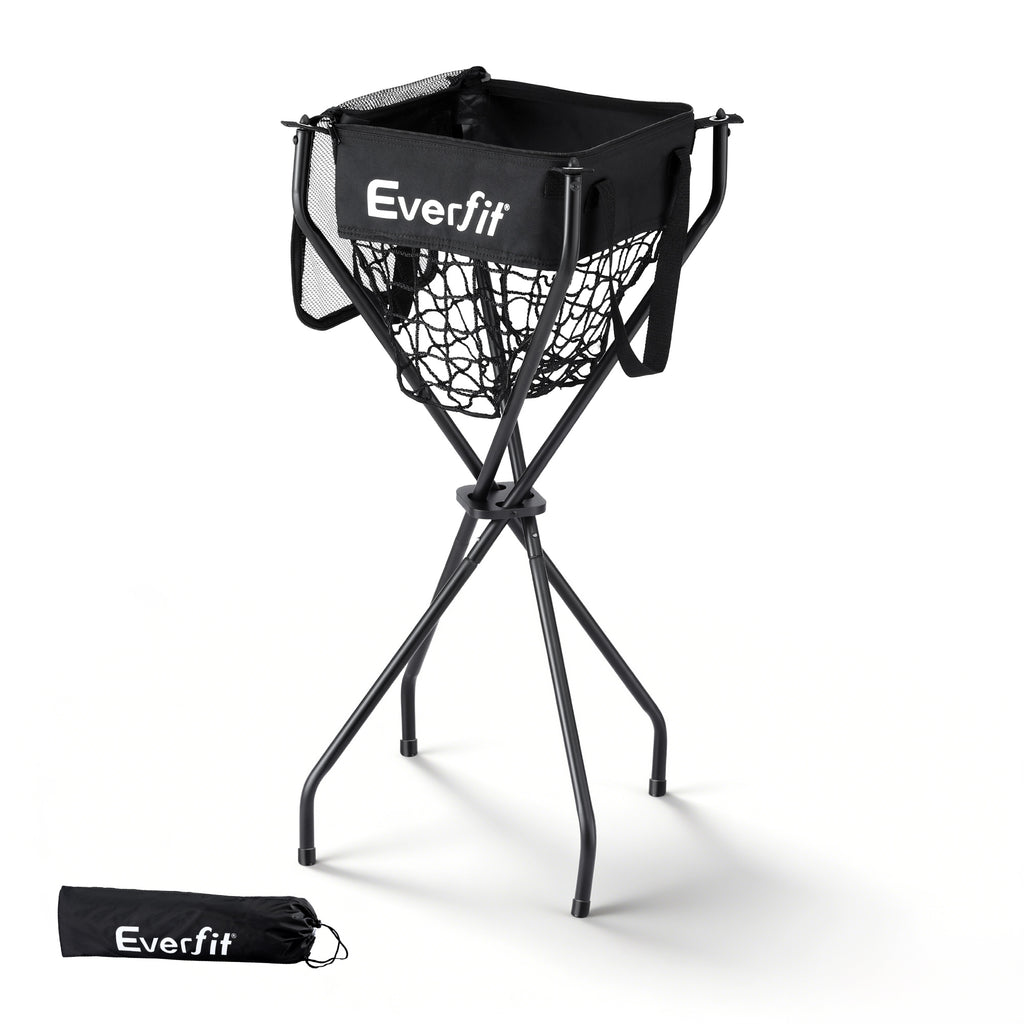 Portable Sports Ball Caddy with Foldable Frame – Black